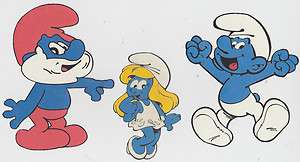 PAPA SMURF SMURFETTE SMURFS WALL SCENE STICKERS BORDER CUT OUTS 