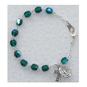   Girls Green Celtic Rosary Bracelet Emeral Aurora Glass Irish. Jewelry