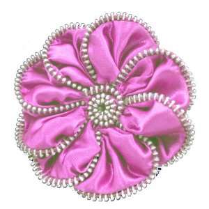  Pink Flower Zipper Hair Clip