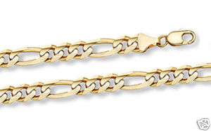 14K YELLOW GOLD HOLLOW FIGARO CHAIN NECKLACE 4.9MM 22  