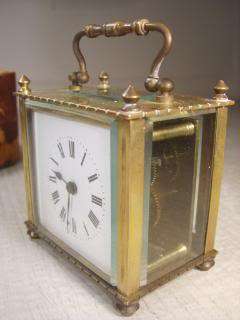 Antique Unusual Carriage Clock + case  