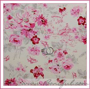   Victorian Shabby Chic Corduroy Rose Flower Toile Princess Pink RARE