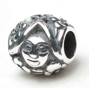 Beads Hunter Jewelry Theatrical Face with Flowers .925 Sterling Silver 
