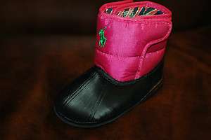 Baby Shoes Ralph Lauren LayetteFuchsia/Black Boots3   6 Mos 