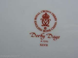 4x Royal Crown Derby bone china DERBY DAYS dinner plates  