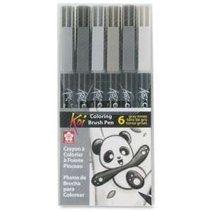  Sakura Koi Coloring Brush Pens   Grays, Set of 6 Arts 