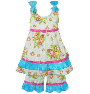   Boutique Floral Dress & Capri Pant Outfit Girls Size 2 10  
