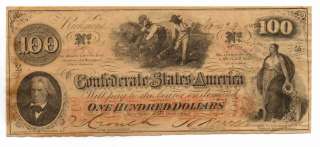 CSA 1862 $100 Hoer T41 Note R 4 printed on CSA in script Guaranteed 