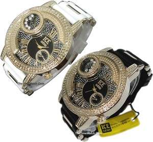 Set of Two Rhinestones Hip Hop Ice Nation Men Watches IN31GBW  
