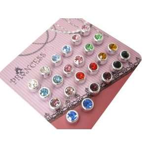   Color Crystal Magnetic Stud Earrings for Kids Girl Women Toys & Games