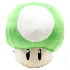 New Super Mario Bros. Green Mushroom Plush New 5  