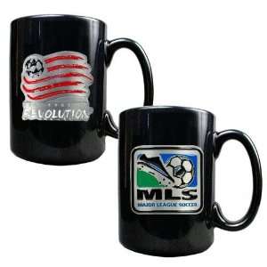  New England Revolution MLS 2pc Black Ceramic Mug Set   Primary Team 