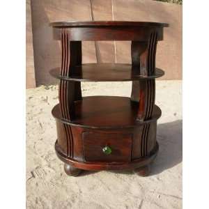   Solid Wood Hand Made Oval Bedside End Table Nightstand