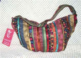 Multi Color FABRIC S Size Hobo Sequined HANDBAG Purse Cosmetic BAG 