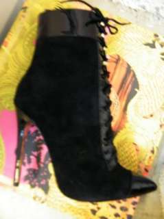 AND M VERSACE BOOTS SHOES BLACK 9 10 suede pointy  