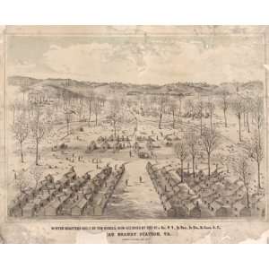  1863 Civil War Birds eye map of Brandy Station, VA