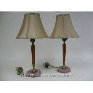  Pair of Bakelite Lamps with Glass Base