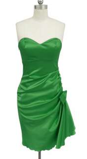   EMERALD GREEN SIDE PLEATED STRAPLESS PADDED BRIDESMAID PARTY DRESS M