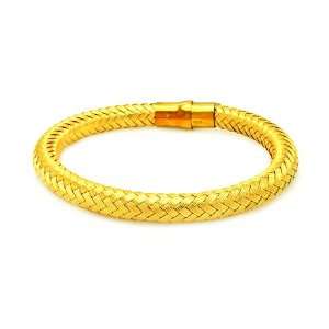   Bracelets Gold Plated Weaving Style Magnet Lock Bracelet 7.5 Inches