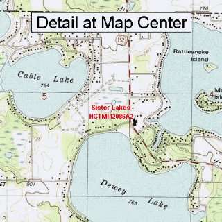  USGS Topographic Quadrangle Map   Sister Lakes, Michigan 