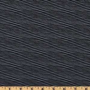  44 Wide Op Art II Wave Black/Gray Fabric By The Yard 
