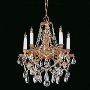   World 5 Light Candle Chandelier Crystal Type Majestic Wood Polished