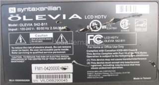 Repair Kit, Olevia 542 B11, LCD TV , Capacitors Only, Not the Entire 