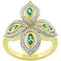 Kate Bissett 14k Goldplated Aqua Luxe Crystal Clover Ring 