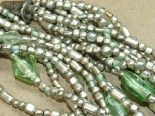 Coldwater Creek 9 Strand Beaded Necklace Frosted Green Glass 