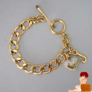   Boxed Juicy Couture Pave Heart Open Link Starter Bracelet Gold  