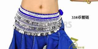 Belly Dance 338 Coins Silver Fringe Costume Belt Skirt  