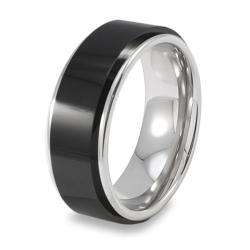 Mens Tungsten Carbide Black Ceramic Inlay Ring  