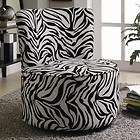 Contemporary Round Accent Swivel Chair in Black White Zebra Stripe 