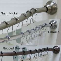 Curved Shower Rod with Shower Liner and Hooks Set  