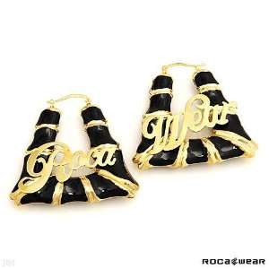ROCA WEAR Wonderful Earrings Well Made in Black Enamel andGold Plated 