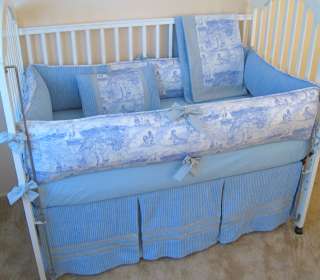 BLUE KELLY RIGHTSELL ANIMAL TOILE BABY CRIB BEDDING SET  