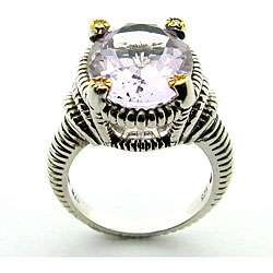   Leigh Sterling Silver Pink Amethyst and Diamond Ring  