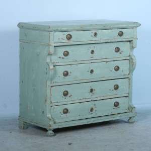 Antique Danish Pine Green Blue Chest of Drawers/Dresser c.1820 1840 
