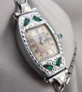 Vintage ART DECO BULOVA LADIES Wristwatch Wrist WATCH Rhodium Plated 