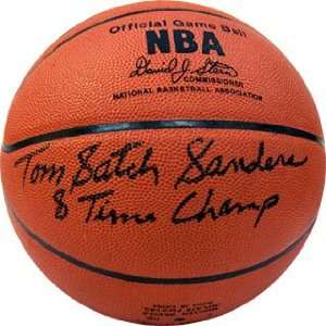 Tom Satch Sanders 8 Time Champ Autographed Leather Basketball 