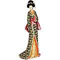 Resin Red Kimono and Lavender Flowers 18 inch Geisha Figurine (China 