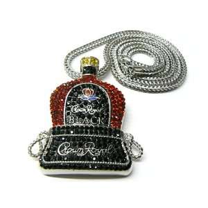    Iced Out Crown Royal Pendant w/36 Silver Franco Chain Jewelry