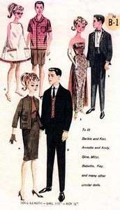 Vintage 11.5 Barbie & Ken Doll Clothes Pattern 2519  