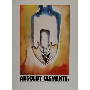 1999 Ad Absolut Clemente Vodka Bottle Hands Modern Art   Original 