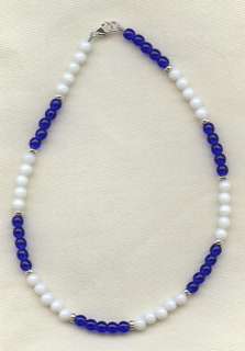 Royal Blue White Silver Bracelet/Ankle Bracelet (2812)  