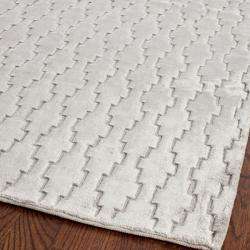    knotted Mirage Grey Wool and Viscose Rug (2 x 8)  