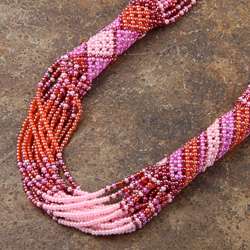 Glass Zulu Multi strand Bead Rope Necklace (South Africa)   