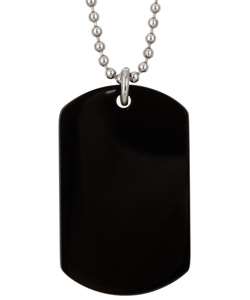Black Stainless Steel Dog Tag Necklace  