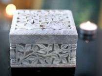 Soapstone White Ivy Jewelry Box (India)  