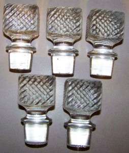HEAVY GLASS BOTTLE STOPPERS LOT OF 5  